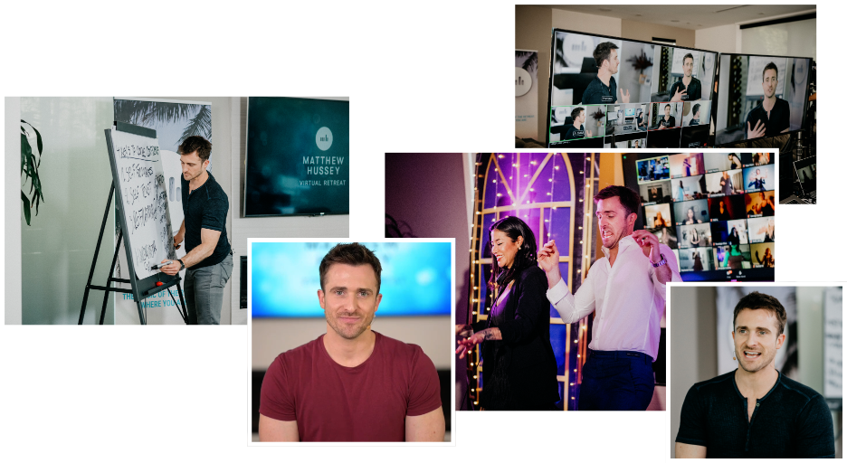 A collage of images taken from the previous Matthew Hussey Virtual Retreat.